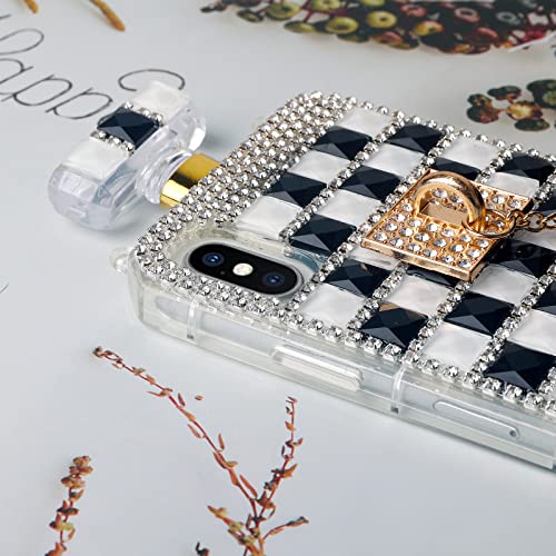 Losin Perfume Case Compatible With Iphone 7 Plus/Iphone 8 Plus 5.5 Inch Luxury Bling Diamond Rhinestone Bow Perfume Bottle Furry Plush Ball Bling Glitter Gemstone Soft Tpu Back Case With Lanyard #TOP1