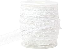 Vista 25 de Cinta elástica naranja con volantes de 25 yardas para coser de 3/4 pulgadas de organza elástica con ribete de encaje de ganchillo, banda elástica