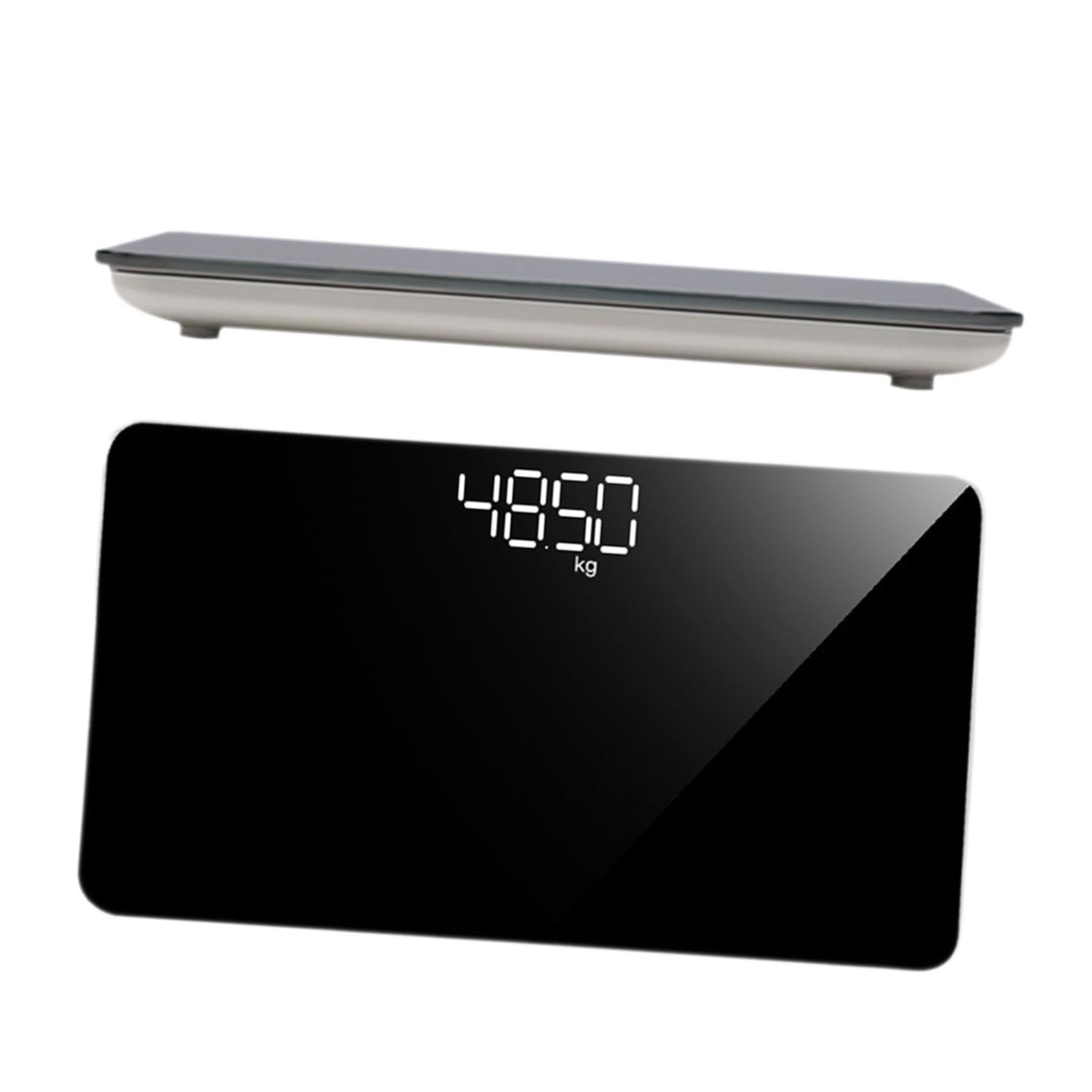 Pèse-personne Verre Trempé Miroir Numérique, Mini, Rechargeable, Noir