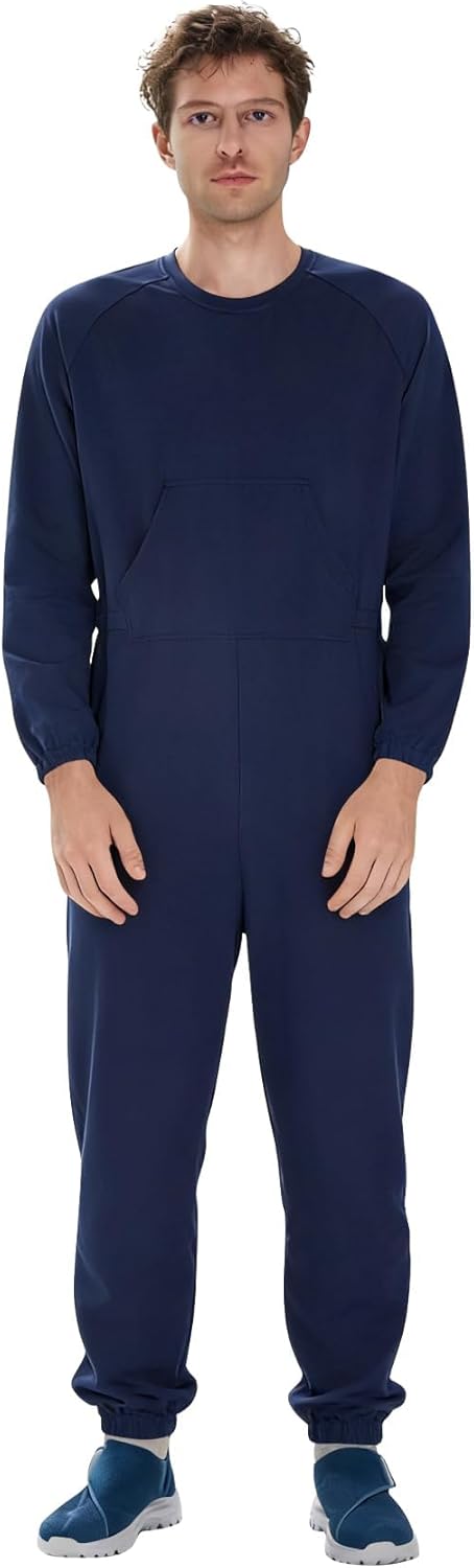 Adaptive Men's Security Back-Zip Jumpsuit - Easy Care Romper for Elderly & Limited Mobility - Image 3