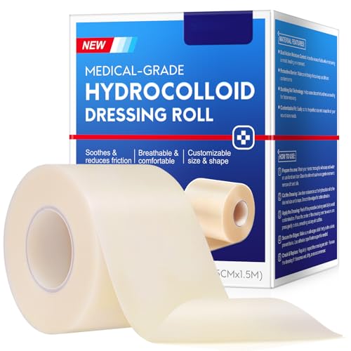 Hydrokolloid-Bandagenrolle, Hydrokolloid-Pflasterbandagen mit Selbstklebefunktion, zuschneidbar, flexibel und wasserfest, Größe und Form nach Wunsch – 5 cm × 1,5m