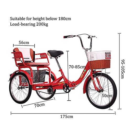 Triciclo plegable para adultos DINNA de 20 pulgadas, monocarga, con cesta grande y asiento trasero, para recreo y compras miniatura 2