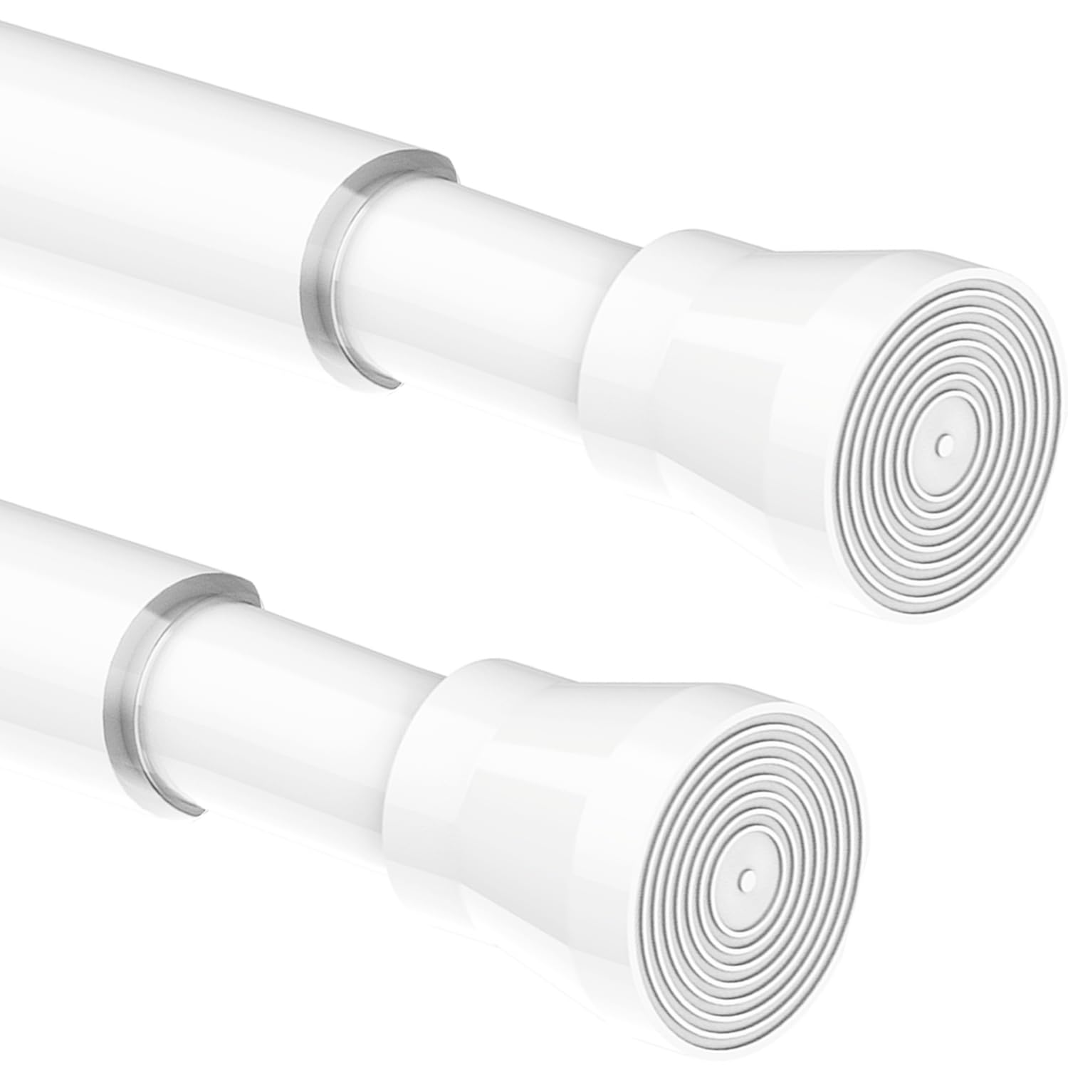 Venwemong White 2 Pieces Shower Rod Without Drilling, Curtain Rod Without Drilling Adjustable, Shower Curtain Rod, Telescopic Rod For Closet, Bathroom, Balcony, Shower Curtain - 48-70Cm Φ25mm