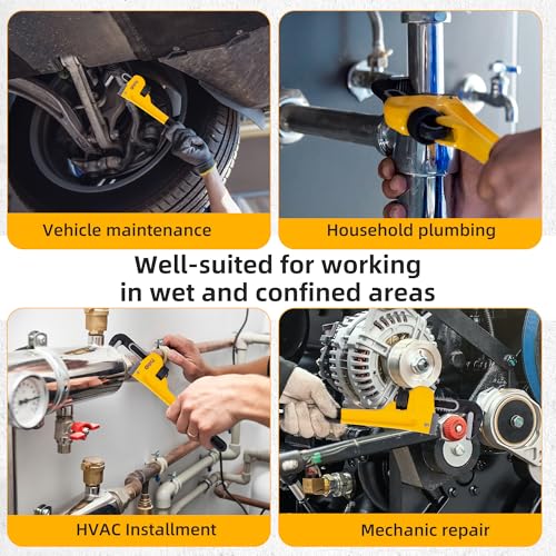 Image of deli Pipe Wrench 8-inch, Heavy Duty Straight Adjustable Wrench, Professional Plumbing wrench tools, for Pipe, Home, Vehicle repair