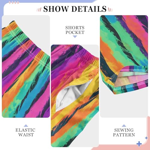 Pajama Pants Rainbow Colored Strips PJ Bottoms Sleepwear Lounge Sleep Pant with Pockets4