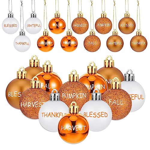 Jenaai-24-Pcs-Fall-Ornaments-Hanging-Thanksgiving-Tree-Decorations-Orange-White-Thankful-Ball-Tree-Ornaments-for-Autumn-Thanksgiving-Home-Decor Jenaai 24 Pcs Fall Ornaments Hanging Thanksgiving Tree Decorations Orange White Thankful Ball Tree Ornaments for Autumn Thanksgiving Home Decor