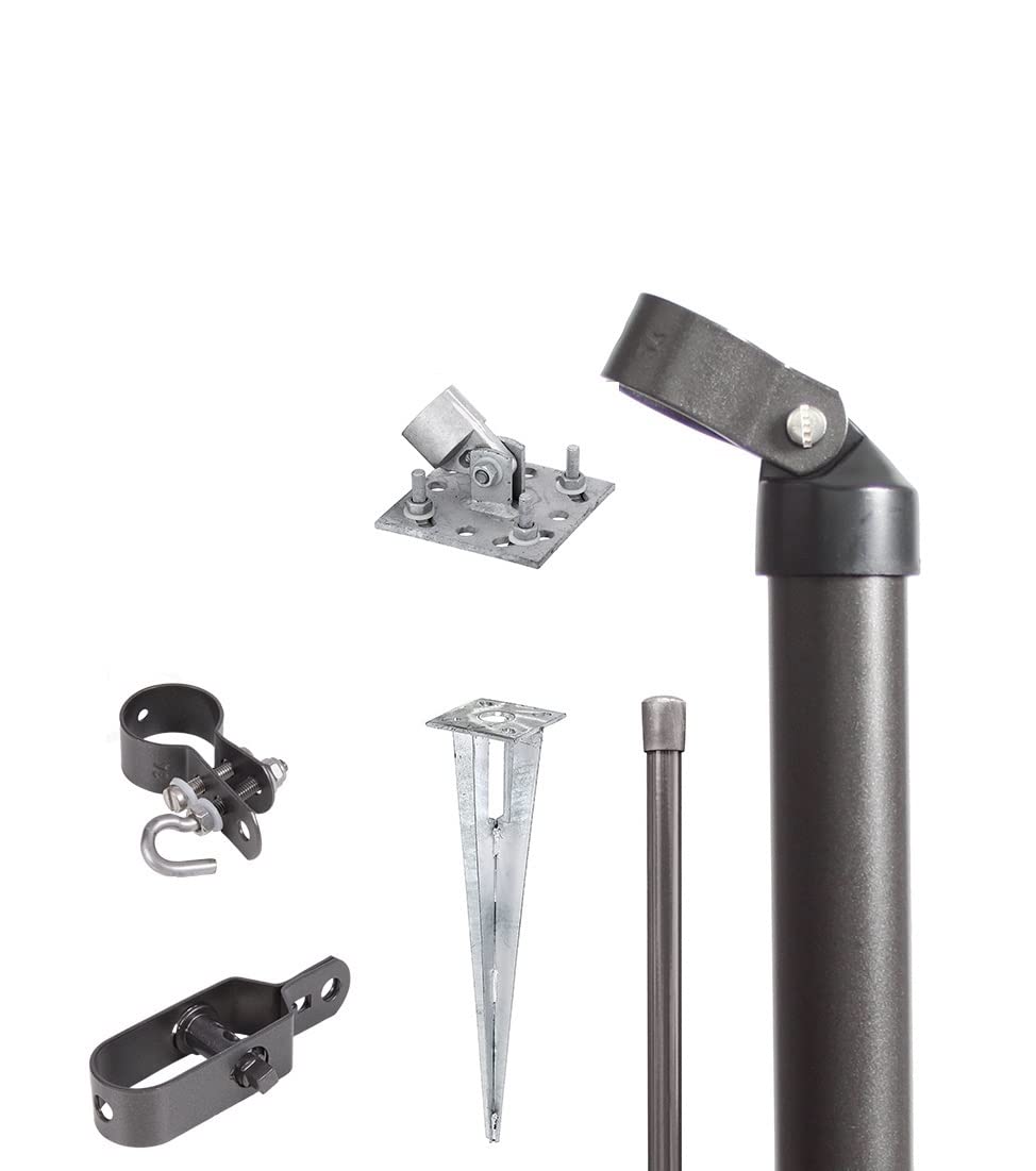 Alberts 634551 Zauneck-Set | Einschlag- Bodenhülsen | zinkphosphatiert anthrazit-metallic | Maschendrahtzaun | Zaunhöhe: 100 cm