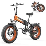 Bici Elettrica Pieghevole 20"×4.0" Fat Tire, Bicicletta Elettrica 48V 20Ah Batteria Rimovibile fino a 120 km 250W,60 Nm, 7 Velocità per Adulti, Freni Idraulici Doppia Sospensione per Ogni Terreno