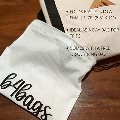 B4Bags Large Canvas Tote Bag With Zipper & Pockets | Beach Bag Foldable Travel Bag For Women Men | Reusable Grocery Bags Canvas Utility Tote Heavy Duty Work Tote Bags Extra Large Capacity Carry On Bag #TOP7