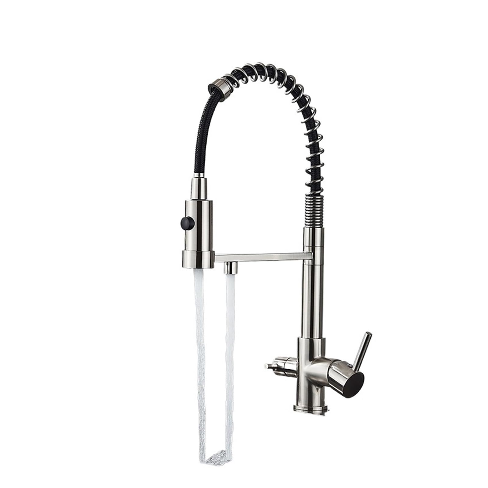 CZYWKDDPP Kitchen Tap, Water Filter Faucet Dual Spout Pure Drinking Mixer Tap，Rotation Purification Feature Taps Crane(Brushed Nickel B)