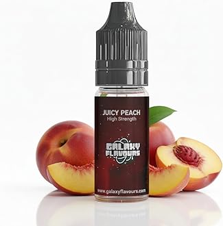 Juicy Peach Food Flavouring Drops 10ml - Premium Natural Peach Extract for Professional Baking & Luxury Fruit Beverages - High Strength Food Grade Concentrate by GALAXY FOOD FLAVOURS