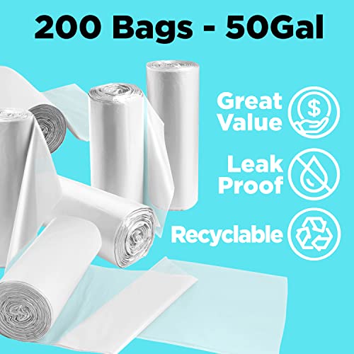 Toughbag 50 Gallon Trash Bags, 42 X 47" Clear Garbage Bags (200 Count) – Outdoor Industrial Garbage Can Liner For Outdoor, Construction, Lawn, Industrial, Leaf - Made In Usa #TOP2