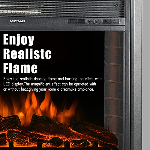 23 Inch 750W/1500W Electric Fireplace Inserts With Remote Control In Wall Recessed, Energy Saving Insert Fireplace Heater Indoor Glass View, Black #TOP2