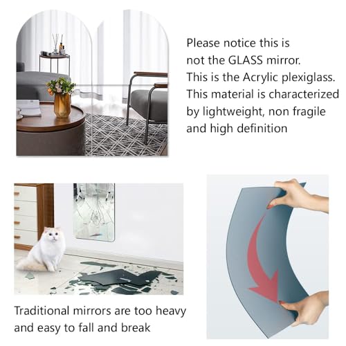 Image of Full Body Length Mirrors for Walls Acrylic Plexiglass Mirrors Wall Mounted Frameless Square Makeup Large Long Mirror for Home Workout Hallway Mirror (12x12 inch)