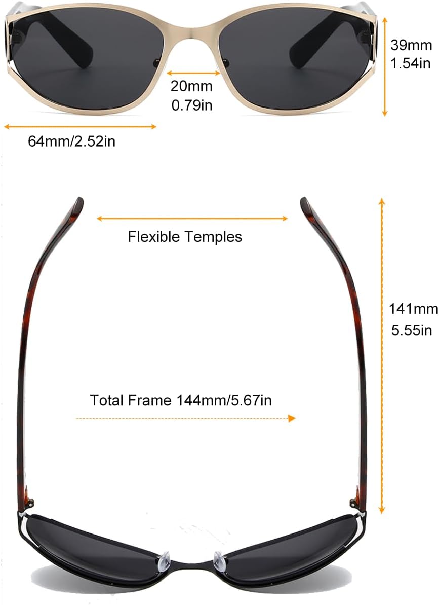 Trendy 2000s Sunglasses Men Women Cool Y2K Sun Glasses Wrap Around Futuristic Oval Lens Y2K Shades - Image 6