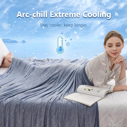 Image of CHOSHOME Cooling Blanket for Hot Sleepers - Summer Blanket Thin Soft Lightweight Breathable Double Side Enhanced Cooling for Hot Flashes, Night Sweats, Bed, Couch (Blue, 96 x 120 inches)