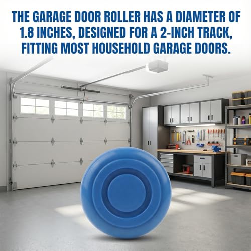 Image of 10 Pack 4 inch Stem 2 inch Blue Nylon Garage Door Roller with Protective Sealed-Cap(Dustproof), Ultra Quiet & Long-Lasting, Commercial High Load Capacity, Double Sealed Bearings