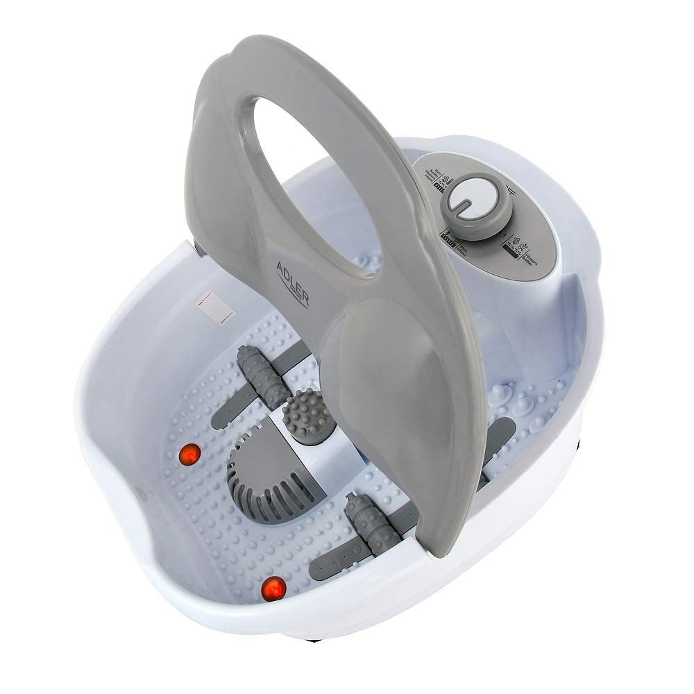 Adler AD 2167 AD-2167 Masajeador de Pies con Agua, Masaje de Burbujas y por vibración, Control de Temperatura por Infrarrojos, Cepillos Intercambiables, 80 W, Gris