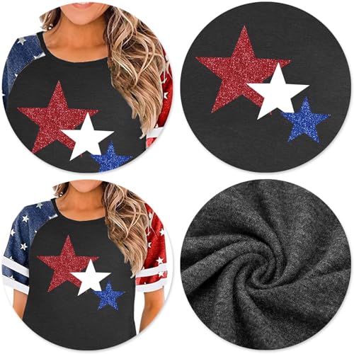 Image of YI XIANG RAN 4th of July Dress Women: American Flag Dresses USA Stars Stripes Shirt Patriotic Tshirt Summer Sundress