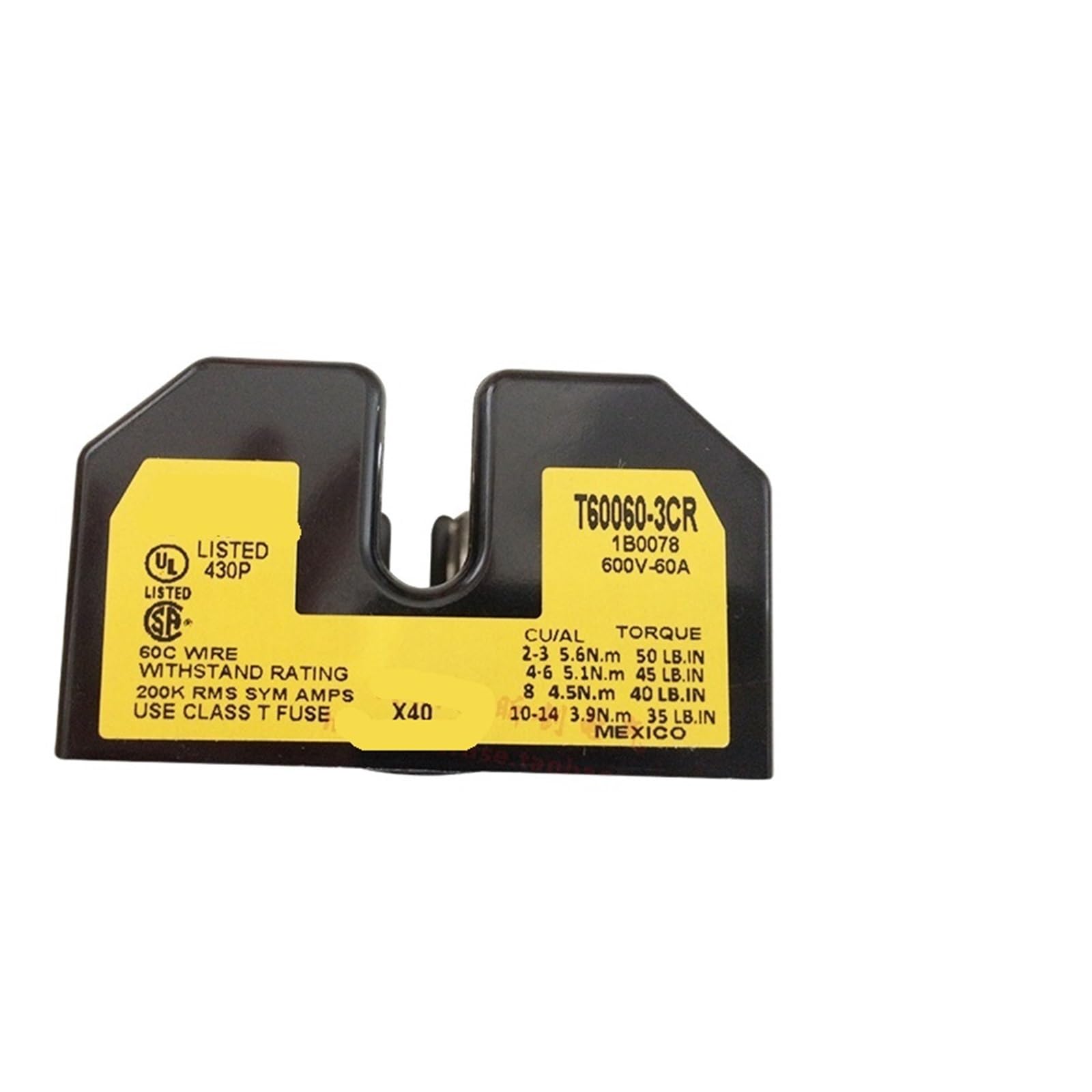 Base fusible T60060-3CR T60060-2CR-1CR 60A 600V (Color : T60060-3CR)