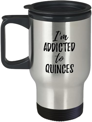 Miniatura 1 de I'm Addicted To Quinces Travel Mug Funny Food Lover Gift Coffee Tea Car Commuter Insulated Lid 14 Oz