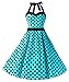 Dresstells Vintage 1950s Rockabilly Polka Dots Audrey Dress Retro Cocktail Dress Blue Black Dot M