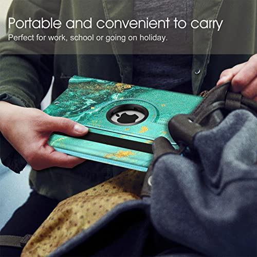 Image of Fintie Rotating Case for iPad 9th Generation (2021) / 8th Generation (2020) / 7th Gen (2019) 10.2 Inch - 360 Degree Rotating Stand Cover with Pencil Holder, Auto Wake Sleep, Aqua Wave