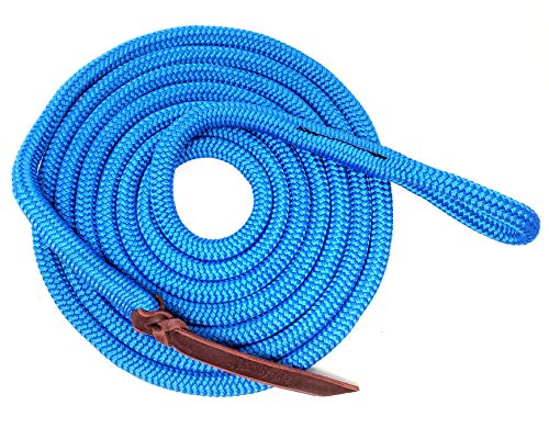 Knotty Girlz 9/16 Double Braid Polyester Yacht Horse Lead Rope Natural Horsemanship with Option of Loop or Snap 12ft. or 14ft. Lengths (Blue, 14 ft. No Snap)