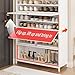 All-Steel Shoe Cabinet for Entryway, 4-Tier Storage Rack with Ventilation Holes & raised Bottom, Durable Metal Organizer for Hallway, Living Room, Closet(100 * 35 * 138cm)