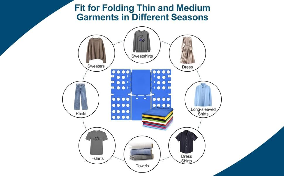Miniatura 4 de YOUTHINK Carpetas de ropa, armario de ropa, camisa plegable, pantalones plegables, tallas para adultos, niños (azul)