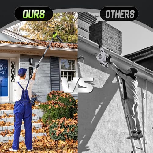 Image of Leaf Blower Cordless, 40V Leaf Blowers with 2 Battery Brushless 300 Rotatable Blower Tube with Adjustable Pole (98inch) 580CFM /180MPH & 2 Speed Gutter Cleaning Tools for Garden，House