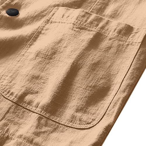 Chaqueta de lino ligera para hombre con un diseño monocolor casual de manga larga 7