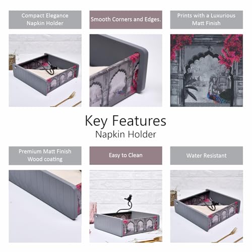 Image of Home Sparkle Napkin Storage 1 Pack | Grey |Table Napkin Holder Tray for Kitchen, Dining, Restaurant & Home Decor | Indoor & Outdoor Use | Stylish & Durable (C6V31)