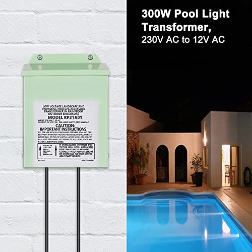 COOLWEST Transformateur LED 12 V 300 W Transformateur LED 230 V vers 12 V CA pour éclairage de piscine, phare, spa, bande LED, intérieur/extérieur (vert)