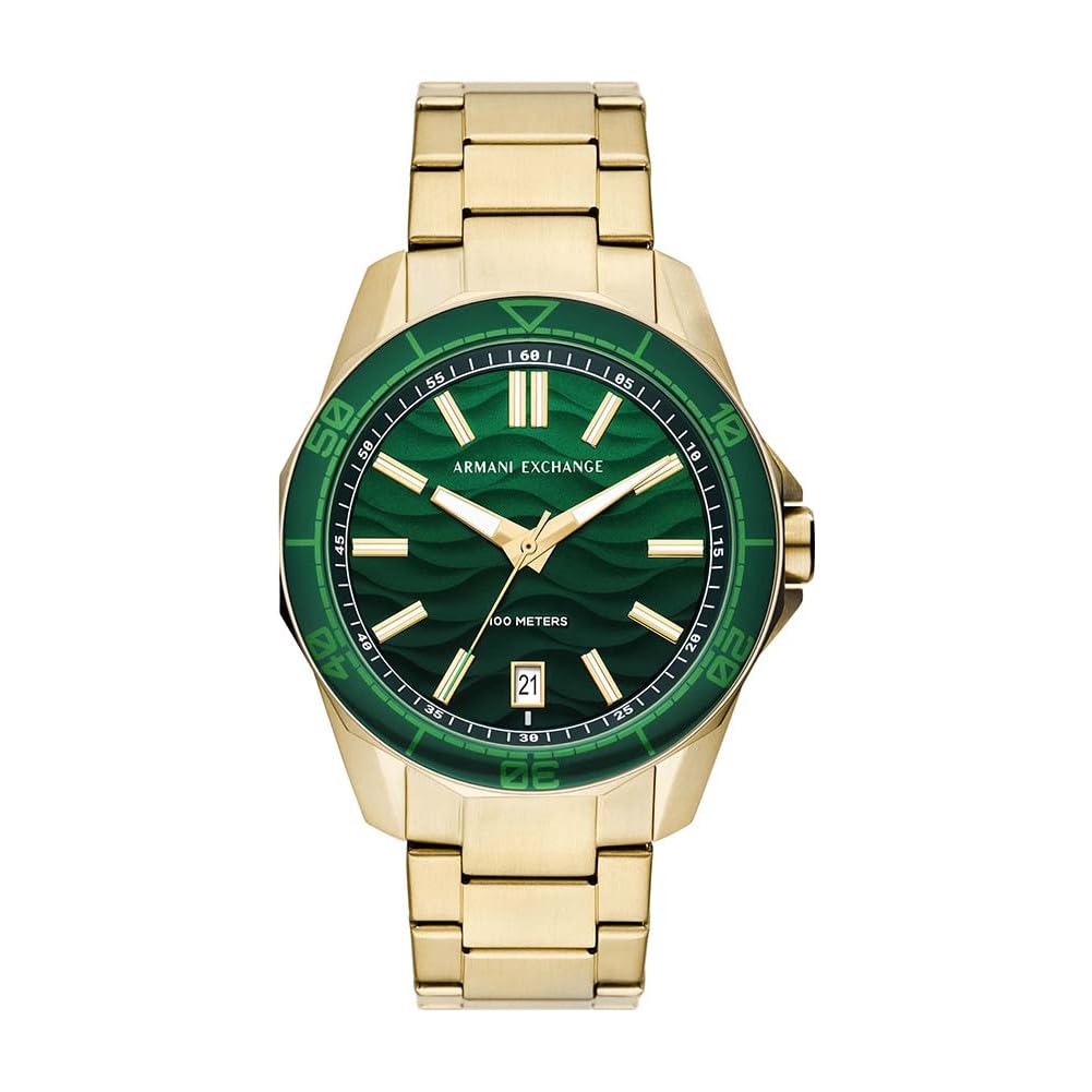 Armani Exchange Relojes para Hombre, Movimiento Fecha trifunción de Cuarzo y Caja de 44 mm con Correa de Acero o Silicona