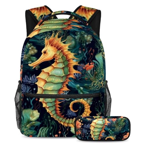 Sac à livres de voyage hippocampe coloré pour les vacances et sorties des ados