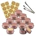 Produktbild FBJIE 24 Stück Matt Rosa Leere 5 ml Rund Aluminium Tins Schraubdose Cremedose Alu-Tiegel Dosen mit Schraub-Deckel, 5ml Blechdosen Aludose für Kosmetik Kerze Salben, 3X Löffel, 24x Ø 20 mm Etikette