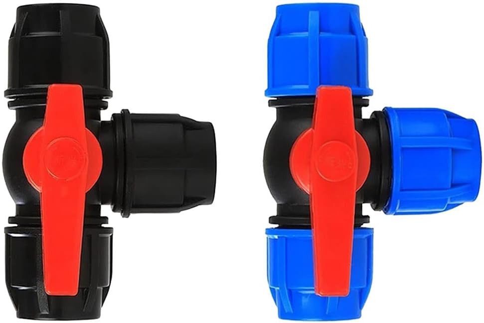 lever ball valves,ball valve,1PCS Ball Valve,1/2" 3/4" 1" 2" Three-Way Plastic Ball Valve,T-Type PE Quick Connect Pipe Quick Connector 20/25/32/40/50/63mm (Color:Blue,Size:25mm) (Color : B ( Color : 6