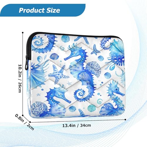Funda para laptop 13-14 pulgadas con patrón azul de caballitos de mar miniatura 3