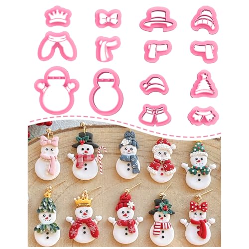 Keoker Christmas Polymer Clay Cutters Snowman Clay Cutters 14 Polymer Clay Christmas Earring Cutters