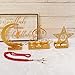flangairy 3 Pcs Gold Metal Ramadan Decorations for Home 2026, Eid Mubarak Kareem Sign Islamic Table Centerpiece Fireplace Decor, Arabic Crescent Moon Stand Lantern Mosque Candle Holders, Muslim Gifts