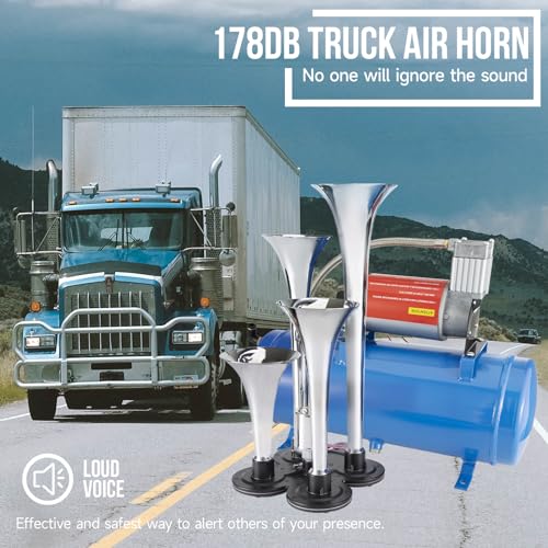 Farbin FB-JQLB Train Horn For Truck 178Db Super Loud Air Horns 4 Trumpet Horns Kit thumb #1