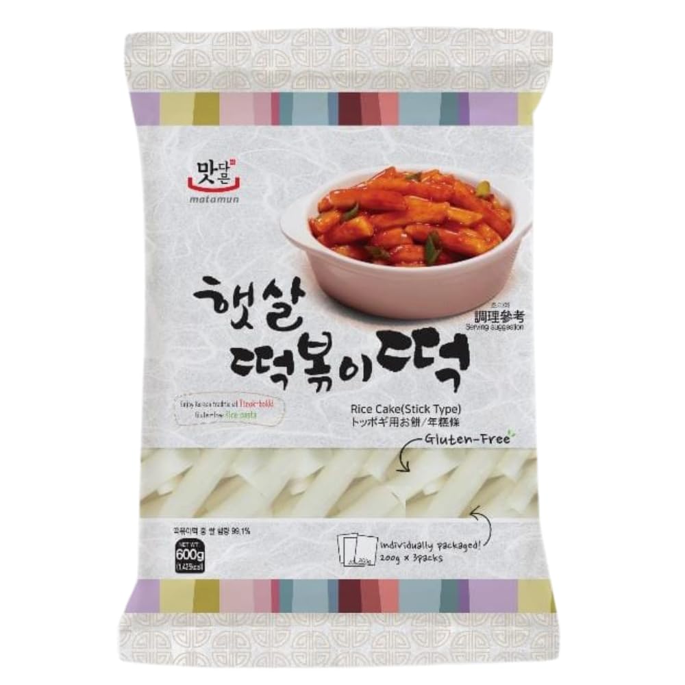 Matamun Instant Rice Cake -Stick Type 600g (3 x 200g) Pack, Non-Frozen, The Prodcut of Korea (Imported)