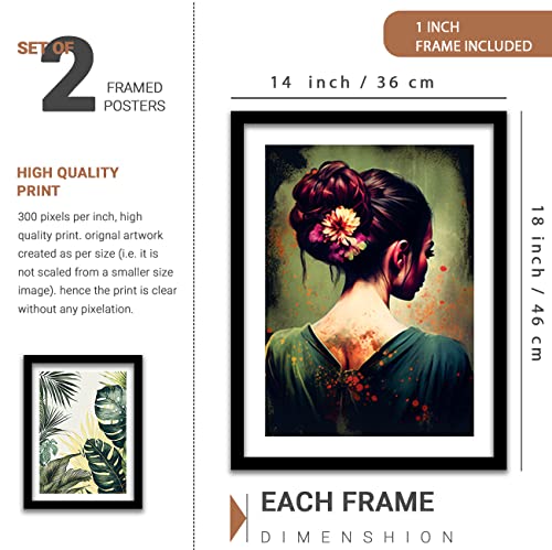 Image of kotart Paintings Modern Art Wall Decor Framed Painting for Bedroom Living Room - Framed Wall Posters /Paintings with Frame - Painting for Wall Decoration Combo27 (Green, Framed) Set of 5