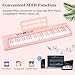 Costzon 61 Key Folding Piano Keyboard, Electric Digital Piano Keyboard with Lighted Keys, MIDI, Headphones, Sustain Pedal & Carrying Bag, Portable Keyboard Piano for Beginners Adults (Pink)