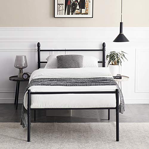 VECELO Reinforced Metal Bed Frame Platform Mattress Foundation/Box Spring Replacement with Headboard