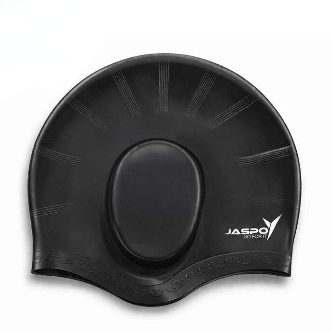 Jaspo Swimming Cap with Ear Protection | Ergonomic Waterproof Silicone Swim Cap with Ear Guard | Comfortable Anti-Slip Fit for Men & Women | Ideal for Pool and Training Use-image-35
