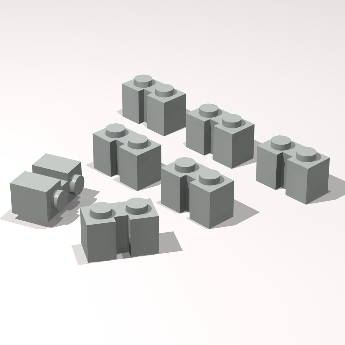 Classic Building Brick Bulk, Special 1x2 with Groove 200 Piece, Compatible with Lego Parts and Pieces:(Colour:Light Gray)