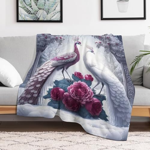 Manta de picnic y playa de pavo real suave capa ligera para tardes de sofa 3