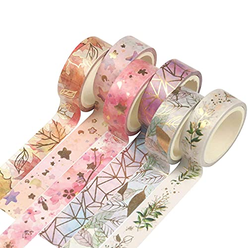 Floral Washi Tape Set, 6 Rolls 0.5 Inch Wide Washi Tape Cute, Masking Botanical Cute Washi Tape Aesthetic for Scrapbooking, Bullet Journals, Planner, Gift Wrapping, Arts and DIY Crafts Supplies
